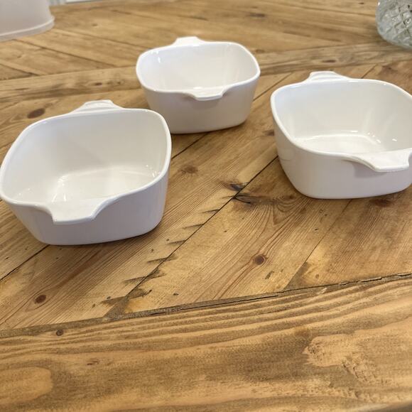 Corning Ware All White Petite Pans Bake Dish P-43-B 2 3/4 Cup 700 ml‎ Set Of 3 - Picture 1 of 14